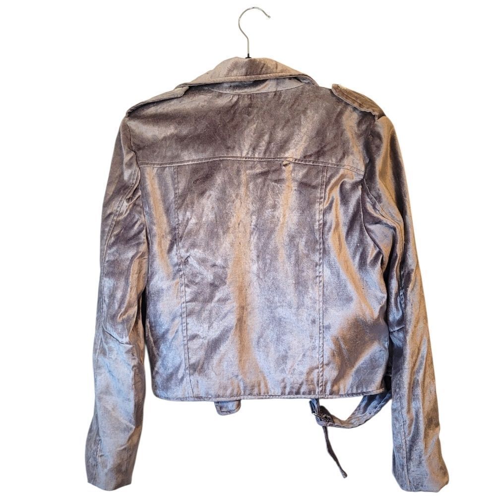 Walter Baker Mauve Velvet Moto Biker Jacket Women's Size L - Picture 2 of 6